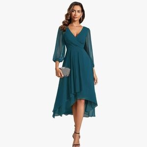 Ever Pretty Teal Long Sleeve Dress